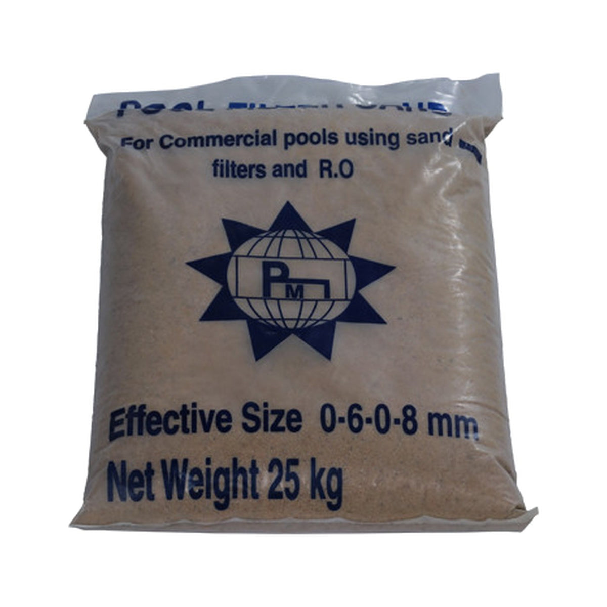 Waterstar pool filter silica sand bag, product photo on white background