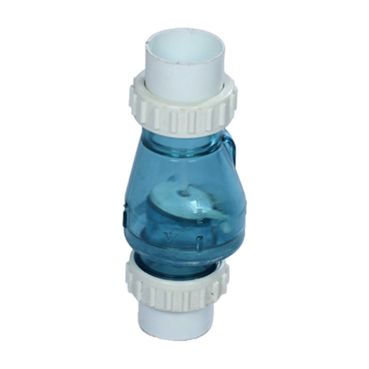 Waterstar transparent pool check valve, product photo on white background