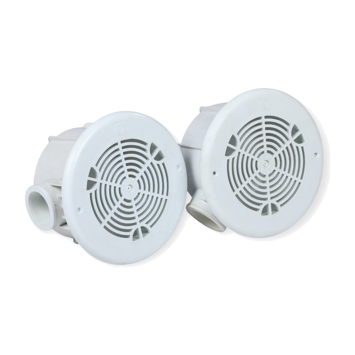 Waterstar pool main drains with anti-vortex grilles, pair, white background